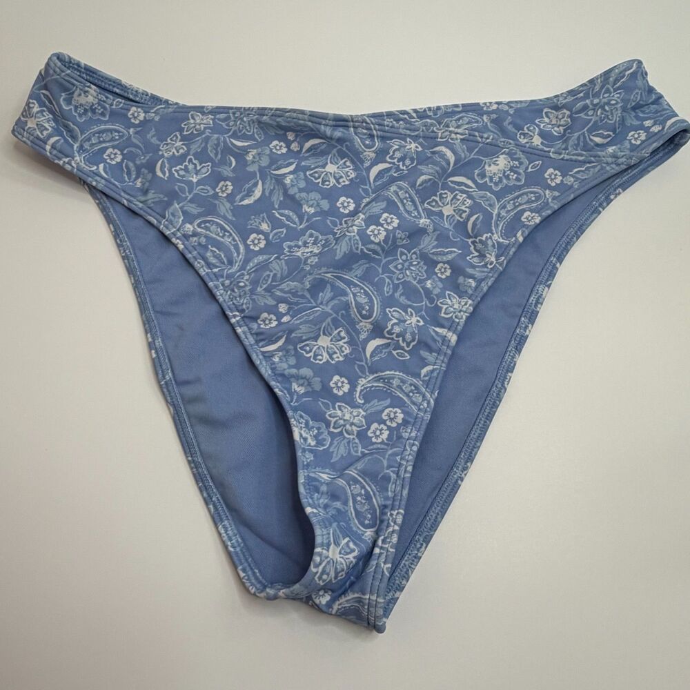 Size L Hollister Bikini Bottom Blue Floral Paisley Print Swimwear